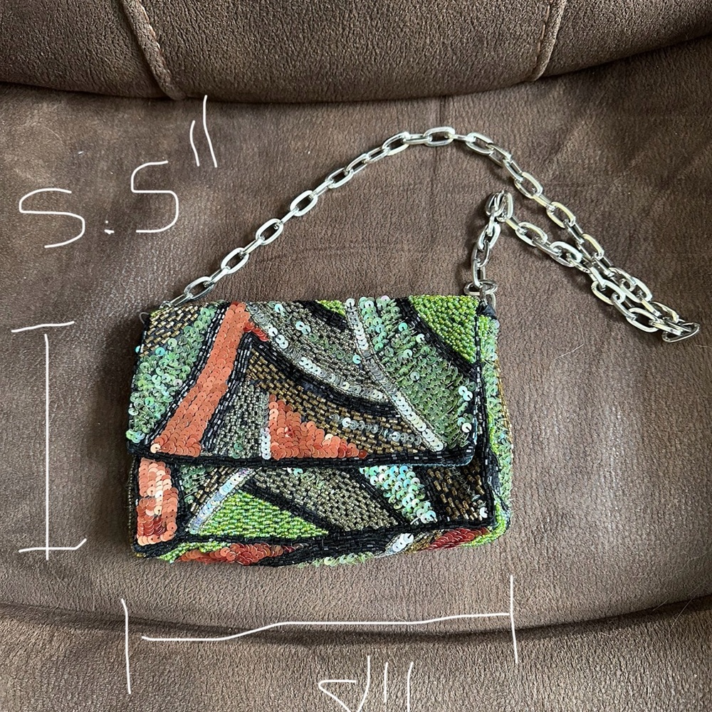 Vintage Christiana Sequin Patterned Chain Bag - Multicolor